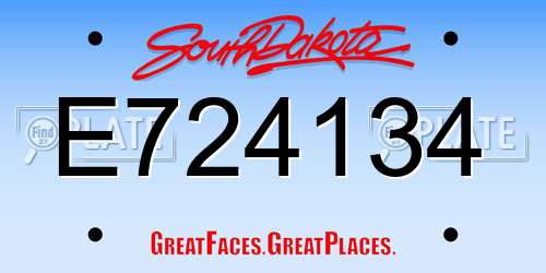 E724134 South Dakota License Plate