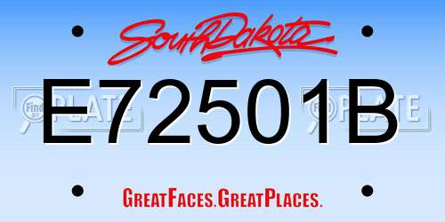 E72501B South Dakota License Plate