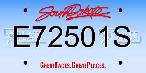 E72501S South Dakota License Plate
