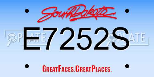 E7252S South Dakota License Plate