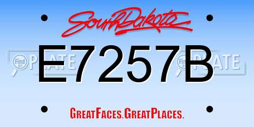 E7257B South Dakota License Plate
