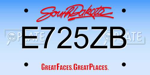 E725ZB South Dakota License Plate