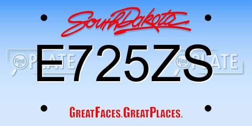 E725ZS South Dakota License Plate