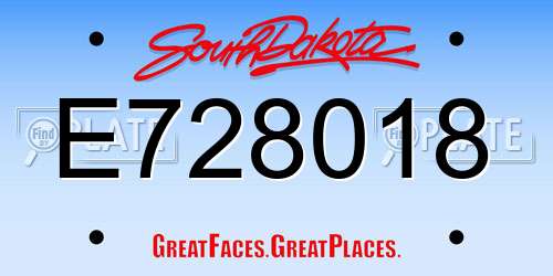 E728018 South Dakota License Plate