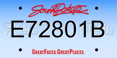 E72801B South Dakota License Plate