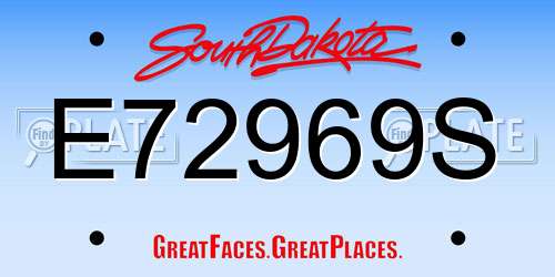 E72969S South Dakota License Plate