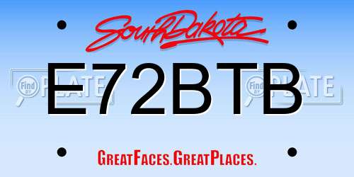 E72BTB South Dakota License Plate