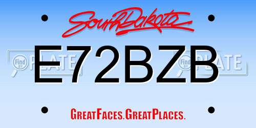 E72BZB South Dakota License Plate