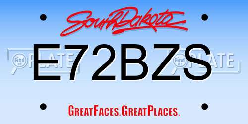 E72BZS South Dakota License Plate