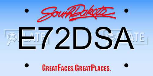 E72DSA South Dakota License Plate
