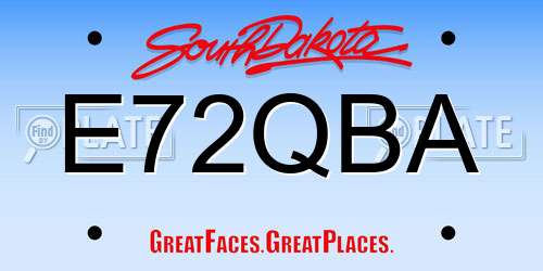 E72QBA South Dakota License Plate