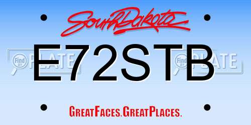 E72STB South Dakota License Plate