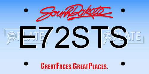E72STS South Dakota License Plate