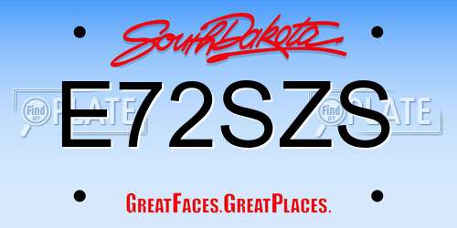 E72SZS South Dakota License Plate