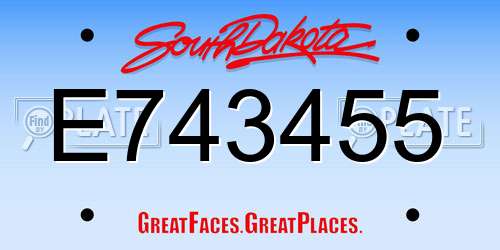 E743455 South Dakota License Plate