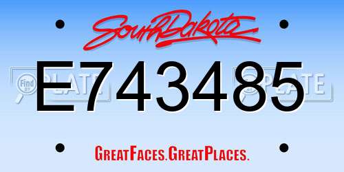 E743485 South Dakota License Plate