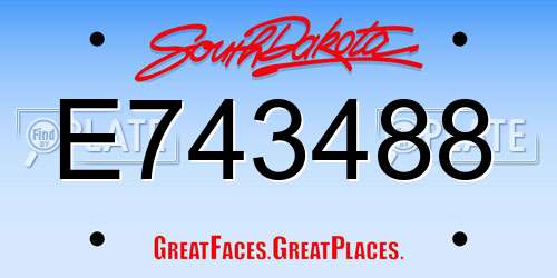 E743488 South Dakota License Plate
