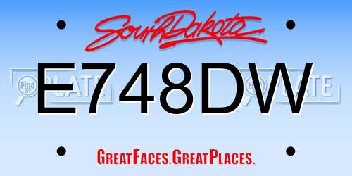 E748DW South Dakota License Plate