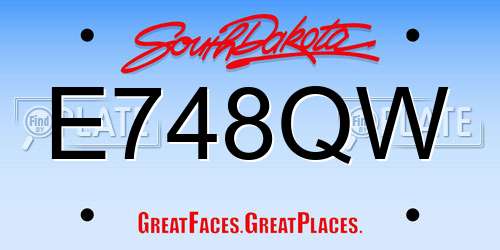 E748QW South Dakota License Plate
