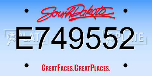 E749552 South Dakota License Plate