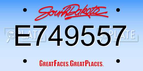 E749557 South Dakota License Plate
