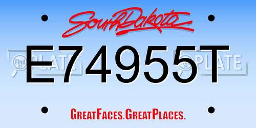 E74955T South Dakota License Plate