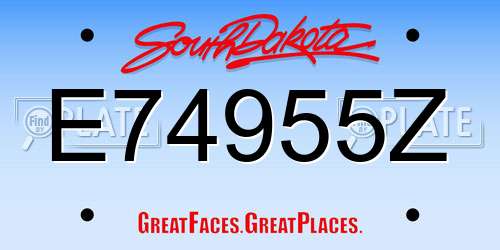 E74955Z South Dakota License Plate
