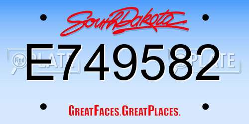 E749582 South Dakota License Plate
