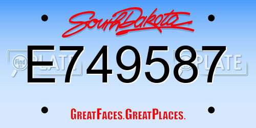 E749587 South Dakota License Plate