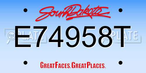 E74958T South Dakota License Plate