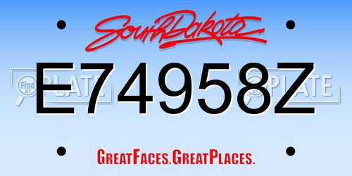 E74958Z South Dakota License Plate
