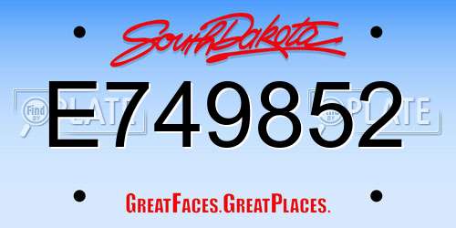 E749852 South Dakota License Plate