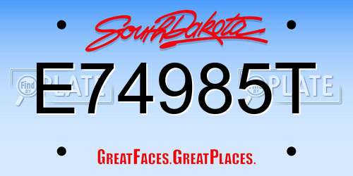 E74985T South Dakota License Plate