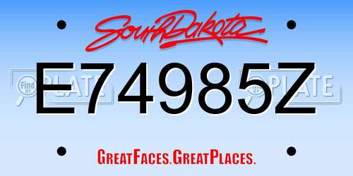 E74985Z South Dakota License Plate