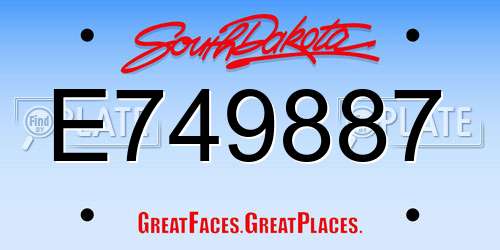 E749887 South Dakota License Plate