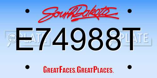 E74988T South Dakota License Plate