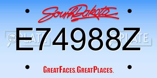 E74988Z South Dakota License Plate