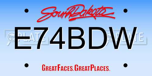 E74BDW South Dakota License Plate