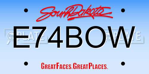 E74BOW South Dakota License Plate