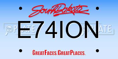 E74ION South Dakota License Plate