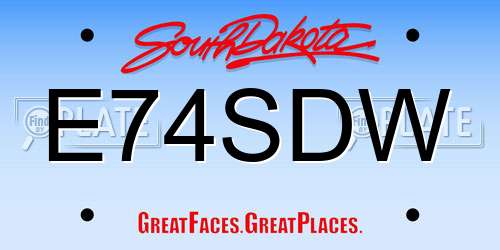 E74SDW South Dakota License Plate