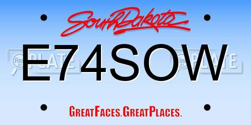 E74SOW South Dakota License Plate