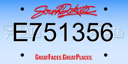 E751356 South Dakota License Plate