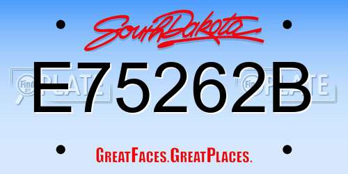 E75262B South Dakota License Plate