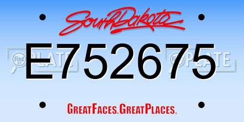 E752675 South Dakota License Plate
