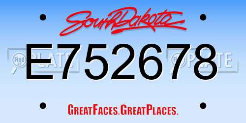 E752678 South Dakota License Plate