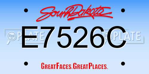 E7526C South Dakota License Plate
