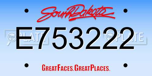E753222 South Dakota License Plate