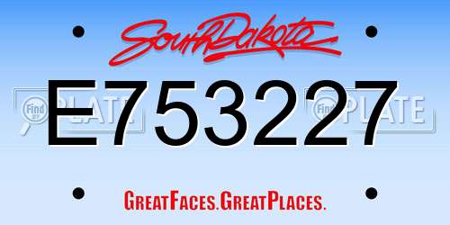 E753227 South Dakota License Plate