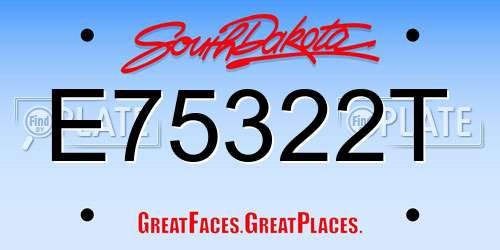 E75322T South Dakota License Plate